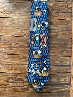 Peanuts Comic Strip  Silk Novelty Tie in Navy with Multicolor Characters
